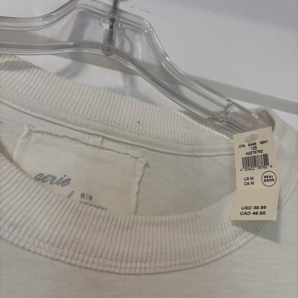 NWT aerie White Long Sleeve Tee w/ Black Bow Design - Picture 2 of 3